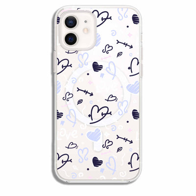 Blue&White Hearts - Cover / (Collezione Monocolore) & (Collezione Magsafe Trasparente)