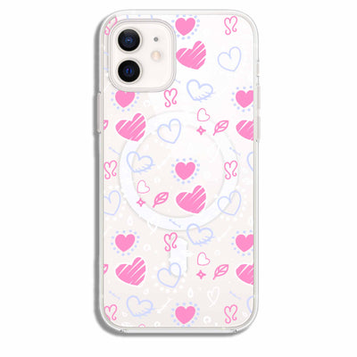 Pink&White Hearts - Cover / (Collezione Monocolore) & (Collezione Magsafe Trasparente)