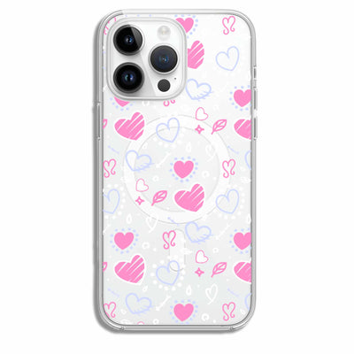 Pink&White Hearts - Cover / (Collezione Monocolore) & (Collezione Magsafe Trasparente)