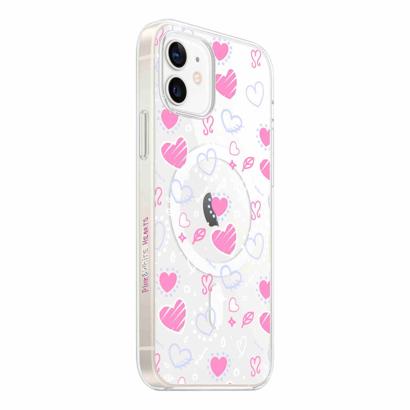 Pink&White Hearts - Cover Magsafe Trasparente (MagClear Case)