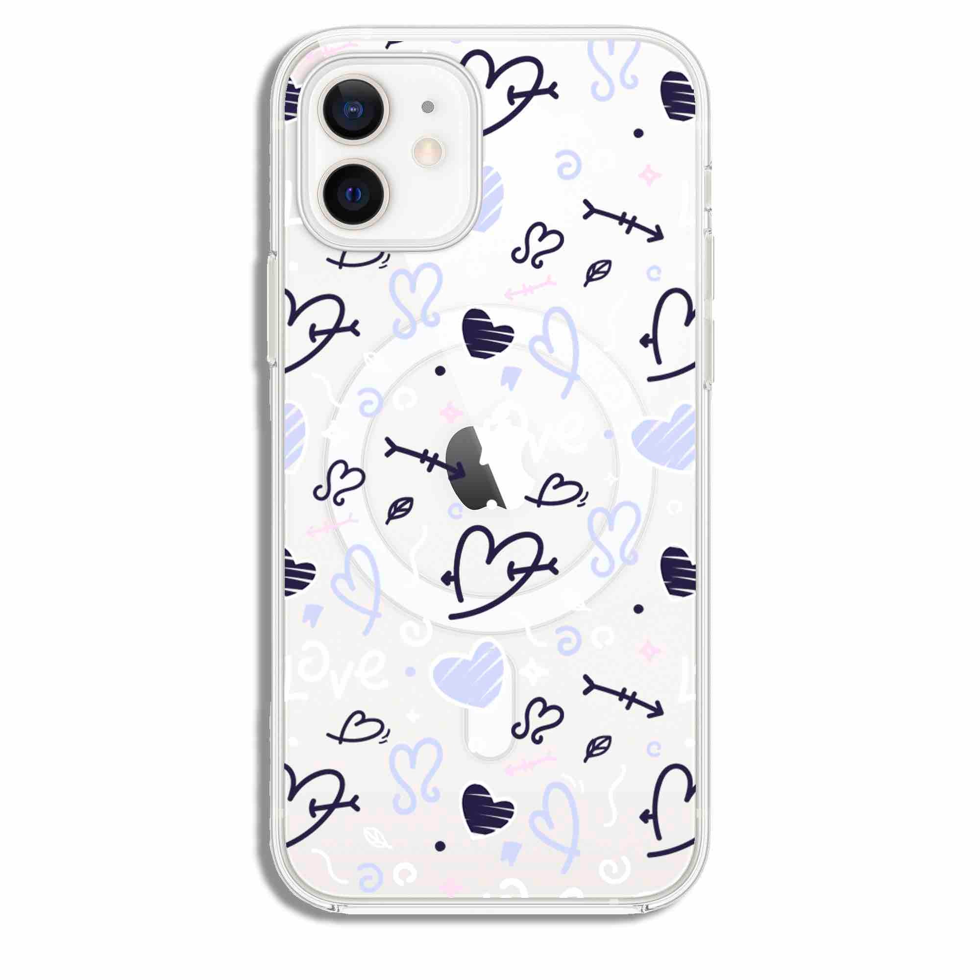Blue&White Hearts - Cover Magsafe Trasparente (MagClear Case)